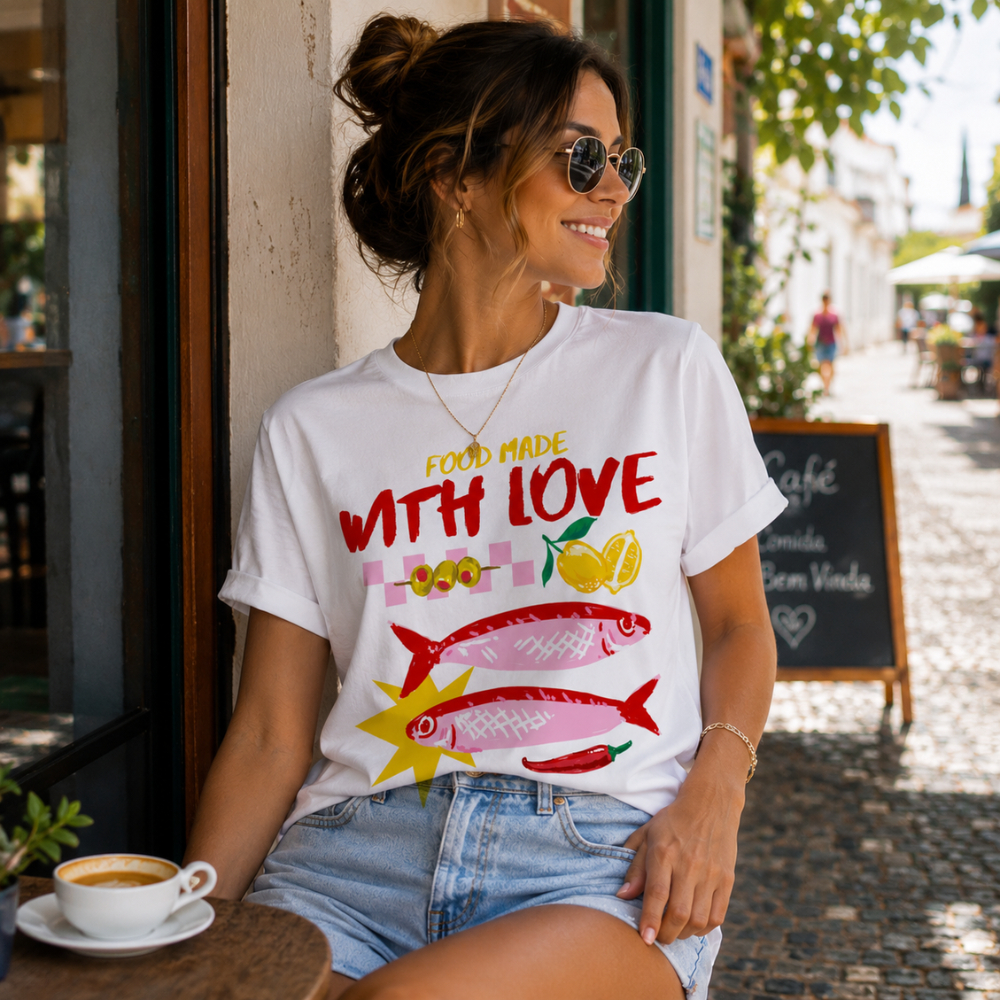 Blusa Tshirt Baby Look Feminina Estampada Camiseta Branca Verão Europeu