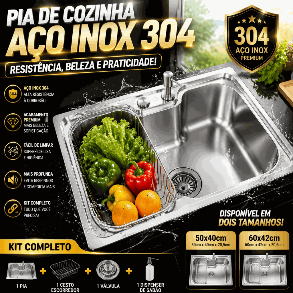 Cuba para Cozinha Gourmet pia aço inox com Acessórios 60*42cm pia de Cozinha Tanque de Lavar Roupa Pia de Cozinha Cuba Ú