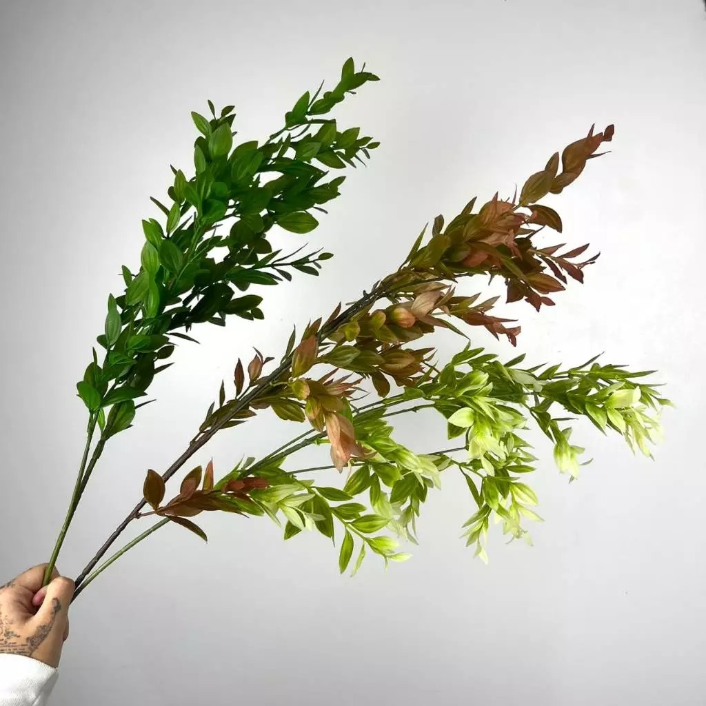 Haste Folhagem Ruscus Artificial Folha Decoração Casa Casamento Arranjo Planta - HY803141