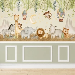 Papel De Parede Personalizado Noite Na Floresta Safári Decoração Inove