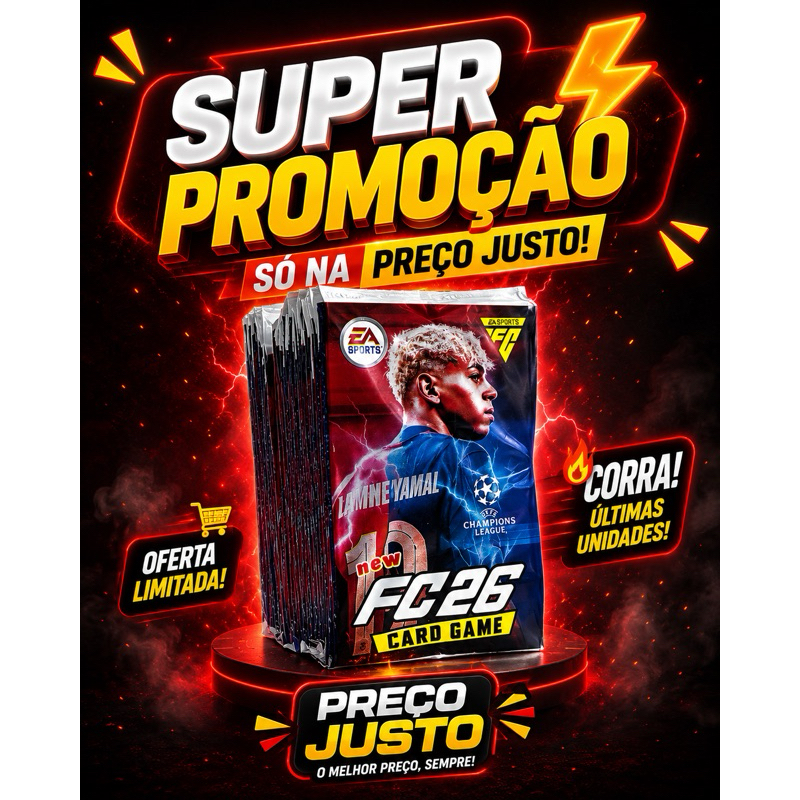 Kit 200 Cards FIFA 26 - 50 Pacotinhos Lacrados EA Sports FC26 Card Game - 576 Jogadores