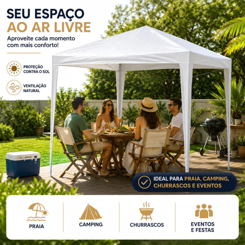 Tenda Gazebo 2,4 Metros para Camping Eventos e Praia Montável — foto 3