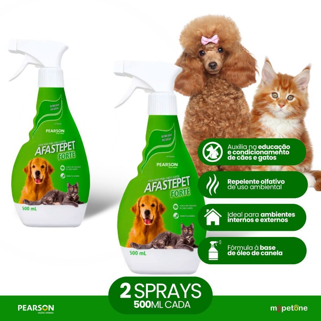 Kit 2 Educador Pearson Afaste Pet Forte Spray para Cães e Gatos - 500 mL