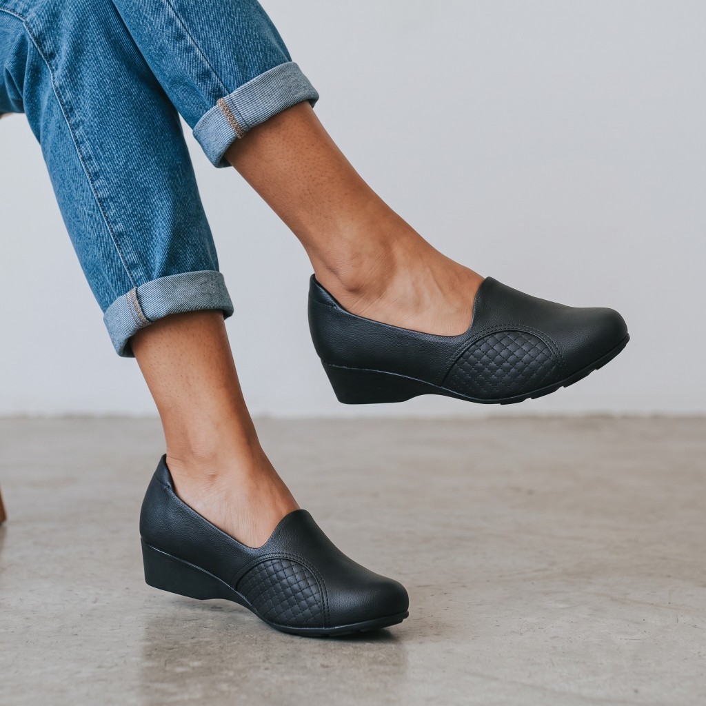 Sapato Feminino Modare Conforto Ortopedico Joanete Anabela Salto Baixo Original
