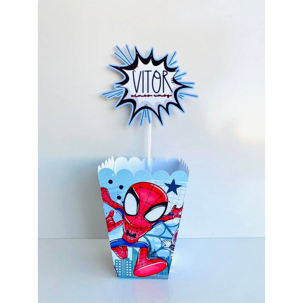 Centro de Mesa Homem Aranha Kit Festa Cachepo personalizado