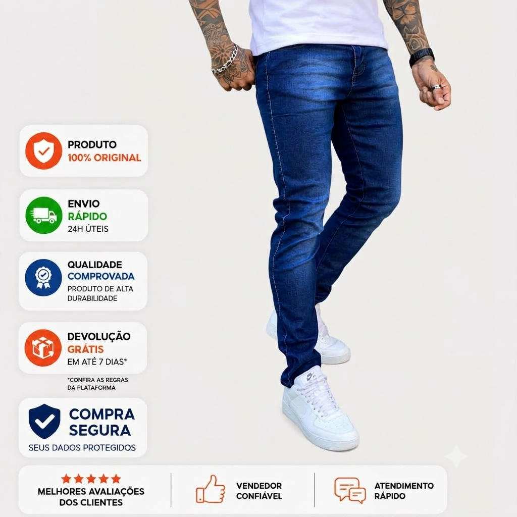 Calças Masculina Skinny Algodão Confortavél Moda 2026