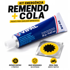 Remendos R00 + Cola BV02 18g Kit Emergencial Bike Moto Vipal