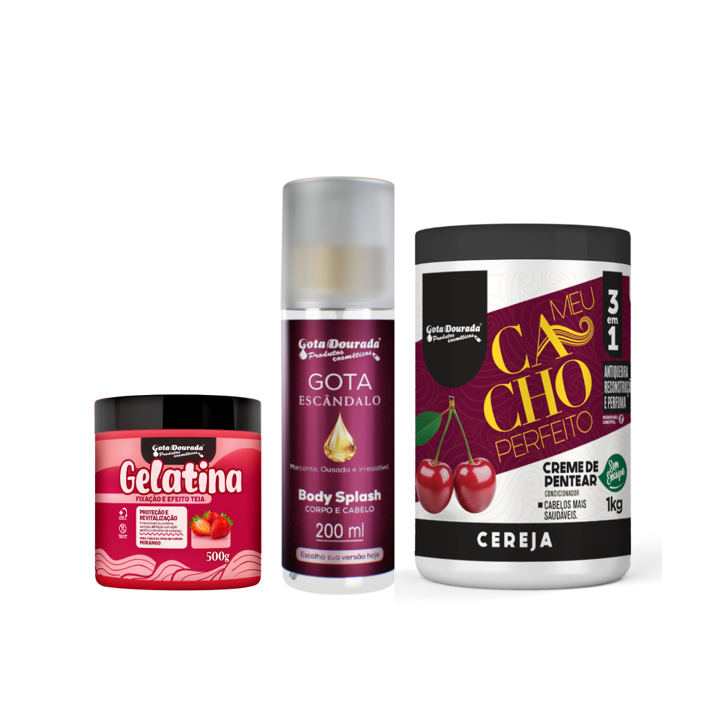 Kit Escândalo - Body splash Escândalo, Gelatina Morango e Creme de pentear Cerej
