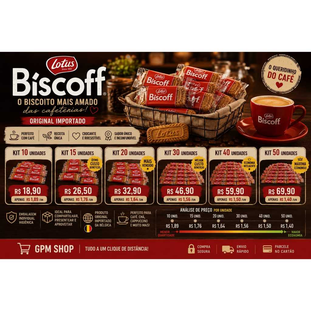 Biscoito Belga Lotus Biscoff Kit 10 15 20 30 40 50 Unidades Importado Original