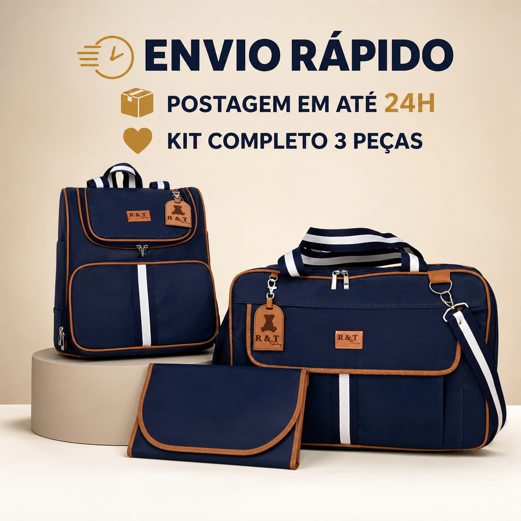Kit Bolsa Maternidade Grande Impermeável – Mochila + Mala + Trocador Térmico Organizador Bebê