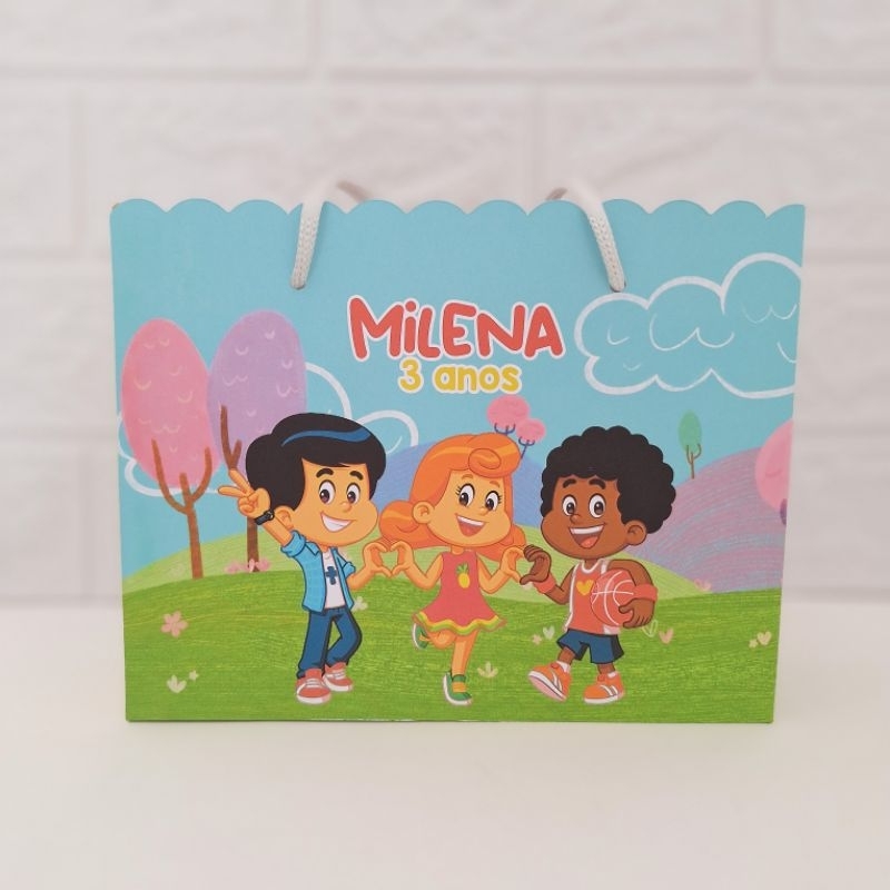 3 Palavrinhas Menina Sacolinha Personalizada Lembrancinha Nome e Idade (Pegue e Monte)