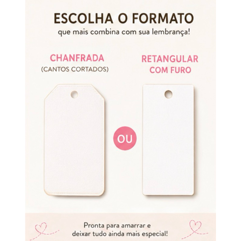Tag Chanfrada ou Retangular Personalizada 4x8 cm | Fazemos Qualquer Tema | Papel 180grs