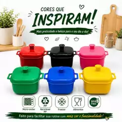 KIT/JOGO/UNITARIO 2A6 de Panela para Micro-ondas Caçarola 1,5 Litros/Potesplastico/multiuso/freezer/tapoer/original