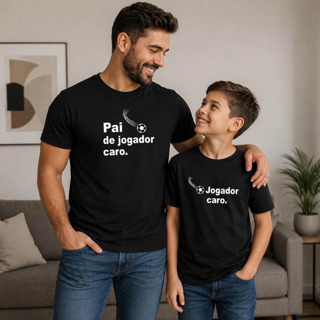 Kit 2 Camisetas Pai de Jogador Caro/Jogador Caro/ Kit Pai e Filho