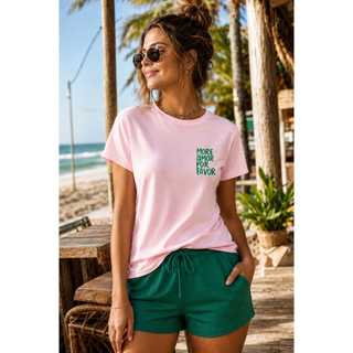 Tshirt Feminina More Amor Camiseta 100% Algodão Unissex Blusa Verão Praia Estilosa