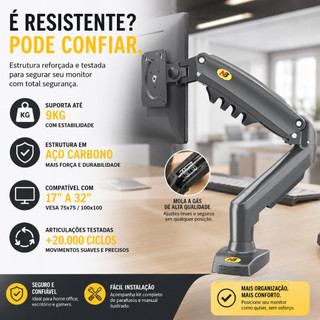ELG F80NB com pistão a gás, preto