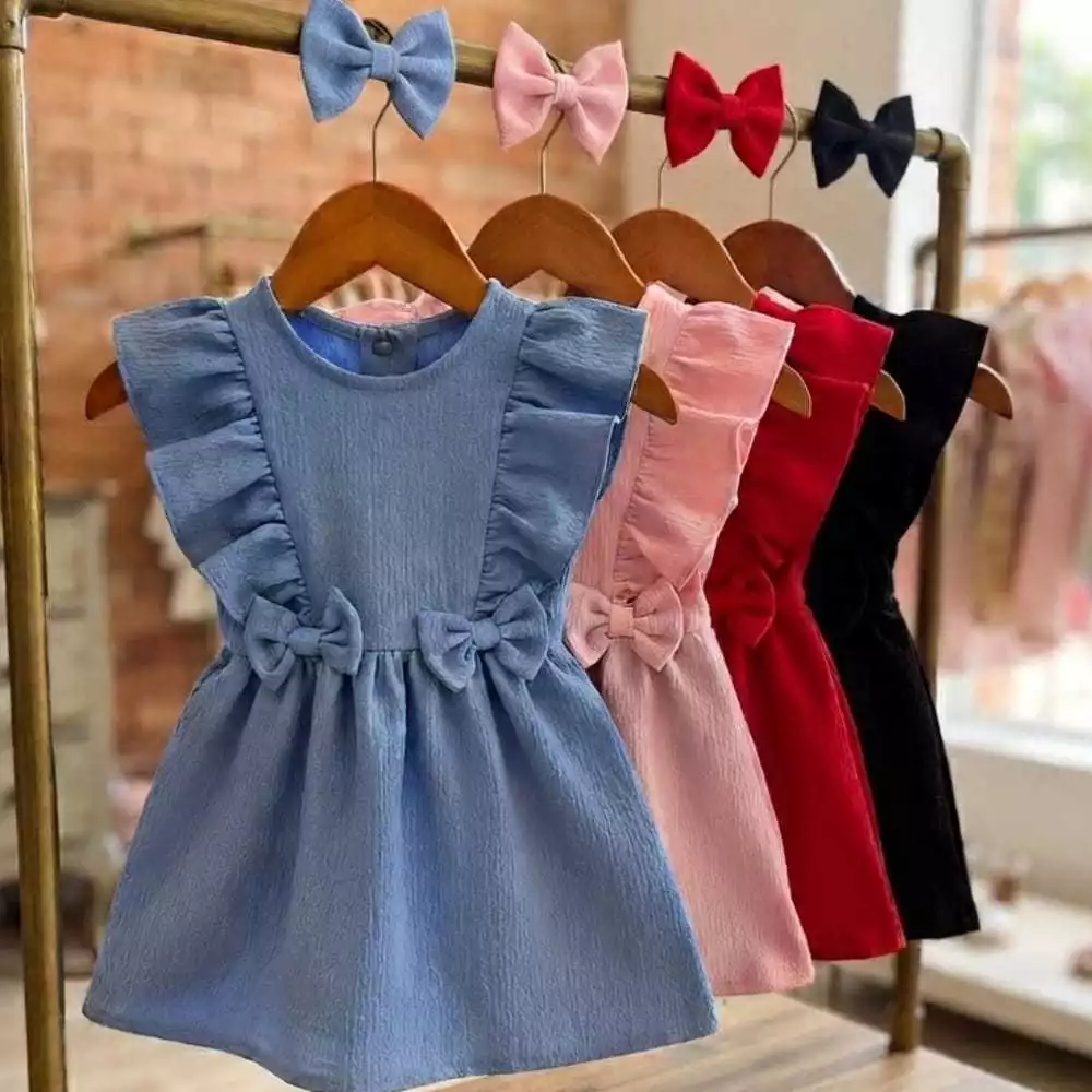 Vestido + Laço Infantil Luxo Menina Bebe Vermelho Azul Rosa Preto Festa Princesa Aniversario Ensaios Casamento casual — imagem 1