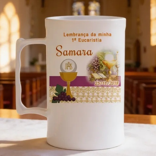30 Canecas Primeira Eucaristia, Canecas Acrílico Crisma, Lembrancinhas 1ª Comunhão, Caneca personalizada