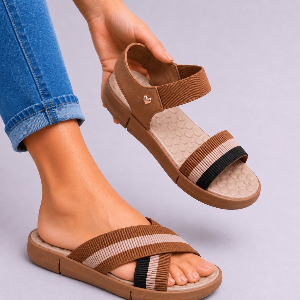 Kit 2 Pares Chinelo Feminino + Sandália Feminina Ortopédica Palmilha Massageadora Casual Confortável