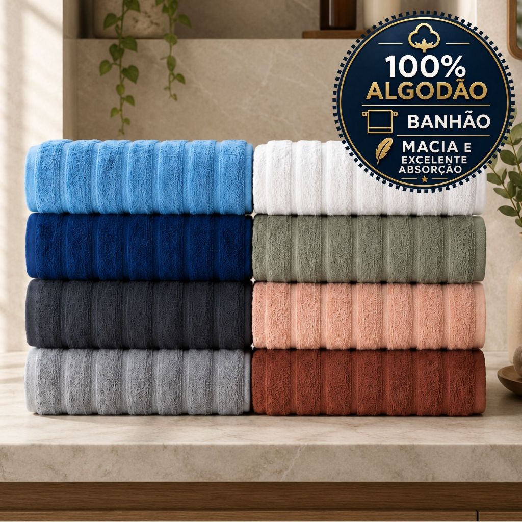 Toalha de Banho Banhão Ultra Macia 100% Algodão 75x1,50  Secagem Rápida, Alta Absorção, Wave Habitat