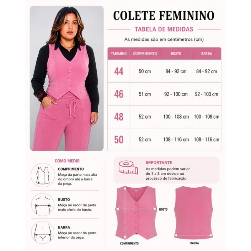 colete Feminino Plus sezi com elastano tecido canelado