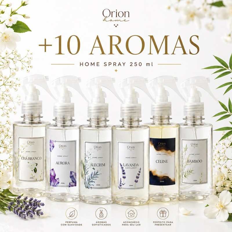 Home Spray Aromatizador de Ambiente 250ml Premium Perfume para Casa Quarto Sala Orion Home