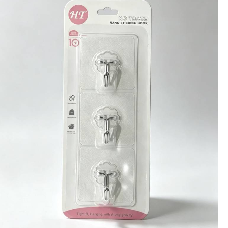 Kit ganchos adesivos transparentes resistentes até 10kg