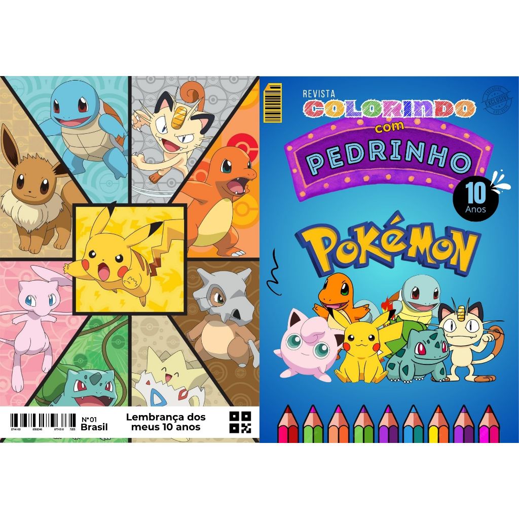 20 Revistinha de Colorir Personalizada Pokémon Lembrancinha Aniversário Infantil