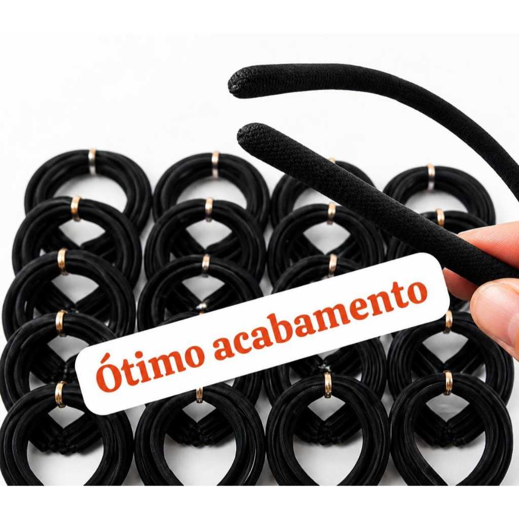 kit contendo 24 tiaras encapadas de cadarco preto de 10 mm - Costumizar - Forrar - Revender - Invente seu look. — imagem 2 de 2
