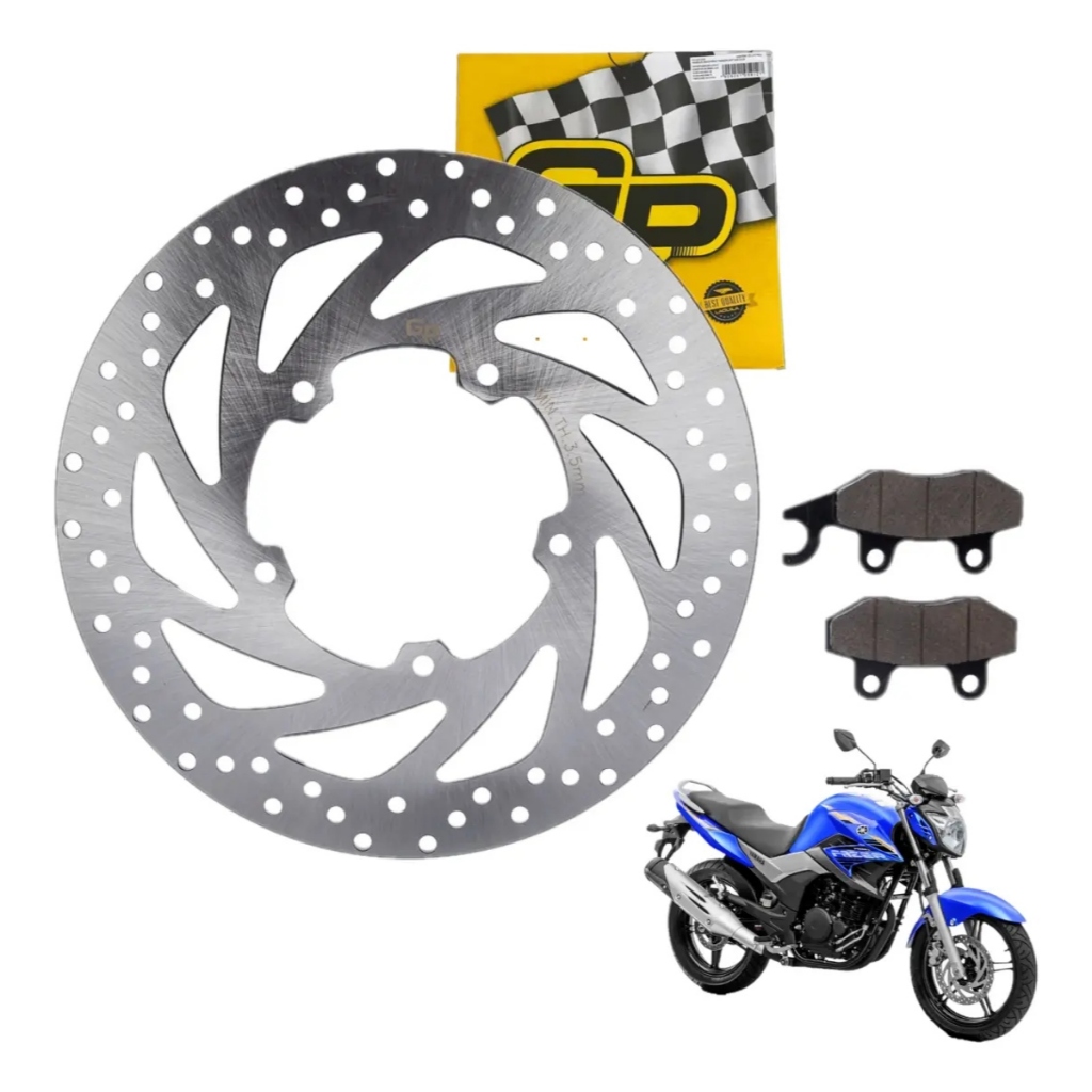 Disco de Freio Dianteiro Moto Fazer 250 2006 A 2017 Com Pastilha GP7