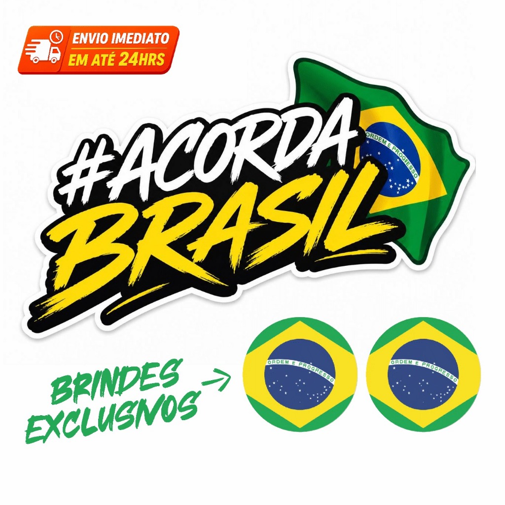 Kit Adesivos Acorda Brasil - 2026 Política Movimento Social Patriotismo Nacionalismo