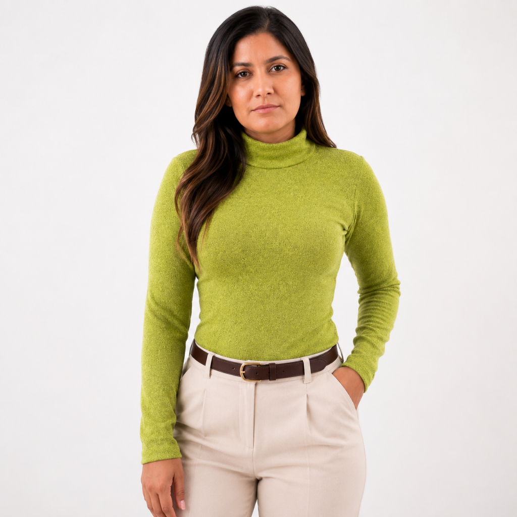 Blusa Cacharrel Feminina Básica Gola Alta Tecido Grosso Quentinho Confortável Inverno Casual
