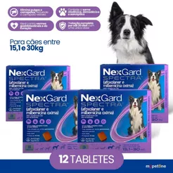 Kit 4 NexGard Spectra para Cães 15,1 a 30kg - 3 Tabletes