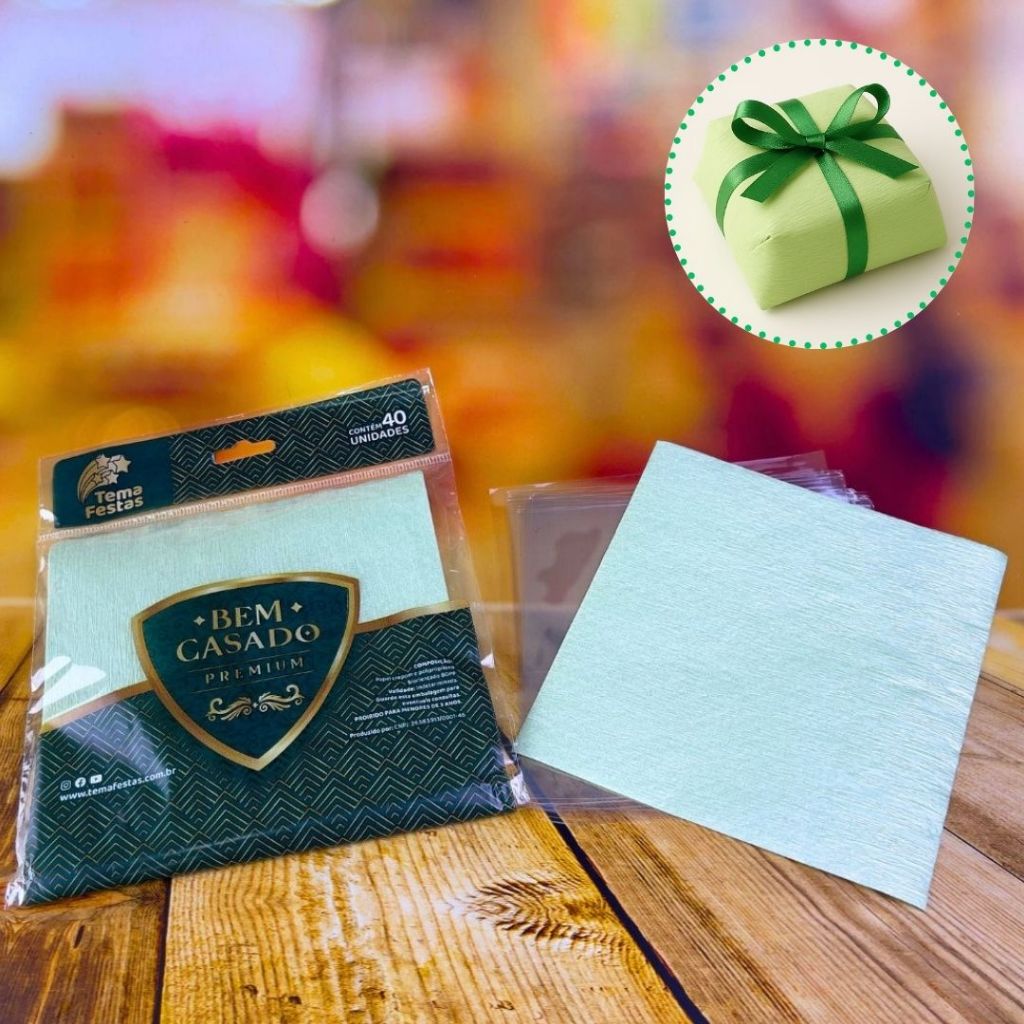 40~200 papel para bem casado Pistache claro + 40 celofane bem casado (CHOCO)