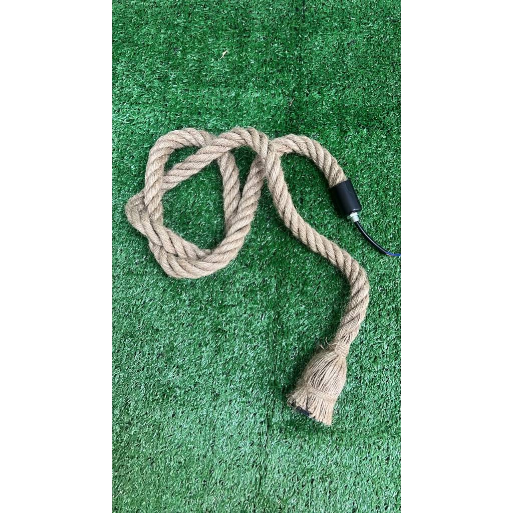 Luminária Pendente Rústica Corda Sisal 1,50m PARA Lâmpada E27 - Estilo Vintage
