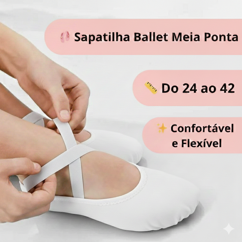 Sapatilha De Tecido Flexível Para Ballet, Jazz, Adulto, Infantil BRANCA