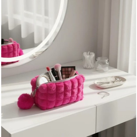 ASALOOG NECESSÁRIE ESTOJO MULTIUSO ELEGANTE DE PELUCIA COM POMPOM Y-7499