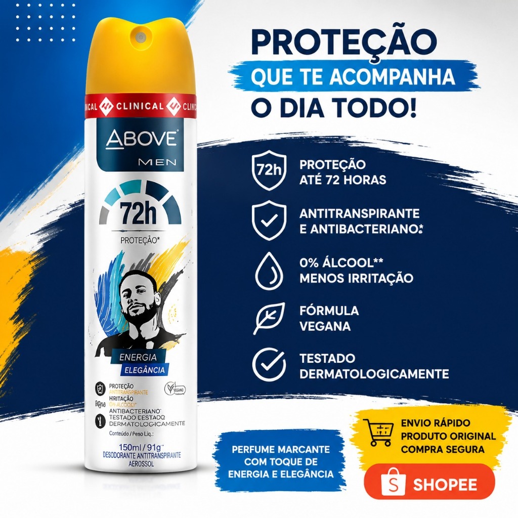 Desodorante Derma Clinical Above Teen Boy Neymar Jr. 150ml Proteção Intensa e Frescor Duradouro
