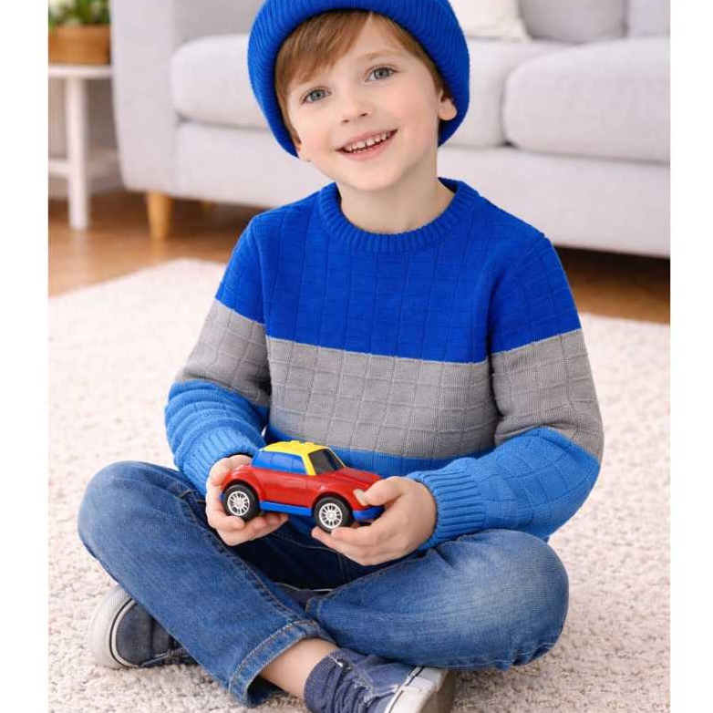 Suéter Tricot Infantil Quadriculado - Tamanho 02 ao 14
