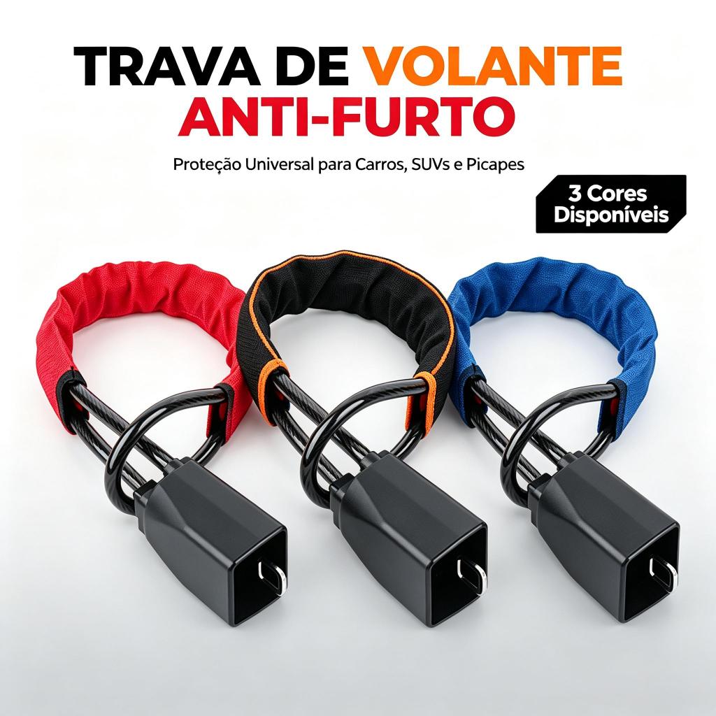 Cadeado Anti-Furto para Volante de Carro, Proteção de Segurança Compatível com Diversos Modelos de Automóveis