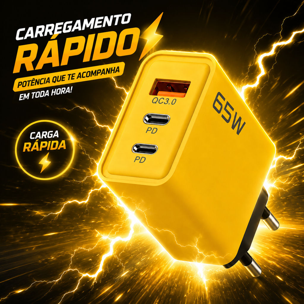 USB C PD Tipo C Carregador de Carregamento Rápido, 65W, PD 3.0, Adaptador de Telefone 2026!