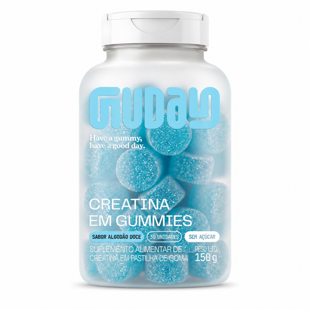 Guday Creatina Gummies Sabor Algodão-Doce 30 Gomas Suplemento Alimentar Mastigável 3 g por Porção Diária