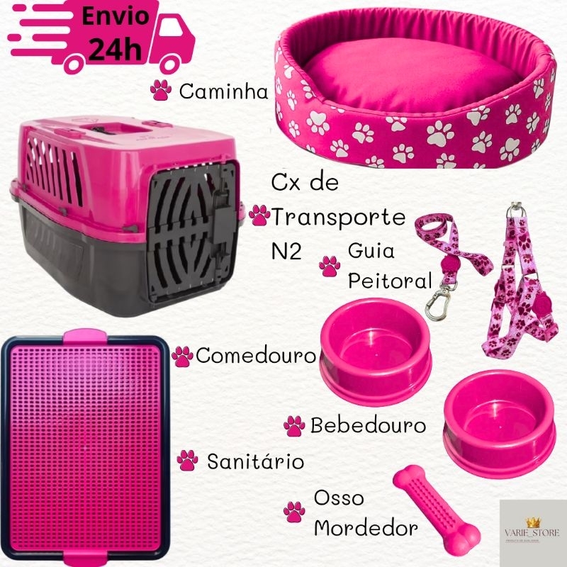 Kit Para Cachorro Completo Pet Transporte Las Vegas Comedouro Cães