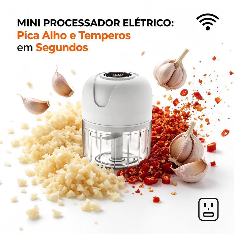 Mini Processador Elétrico De Alho E Temperos Recarregável USB Triturador De Alimentos Sem Fio Portátil Prático