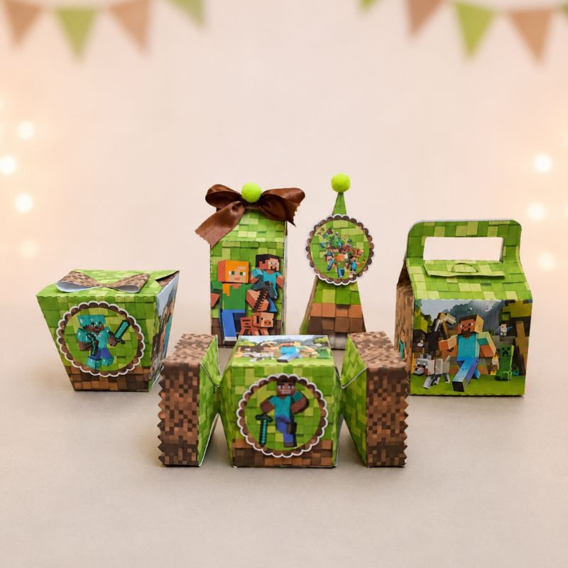 Pegue e monte kit caixinhas personalizadas Minecraft Lembrancinhas aniversário infantil