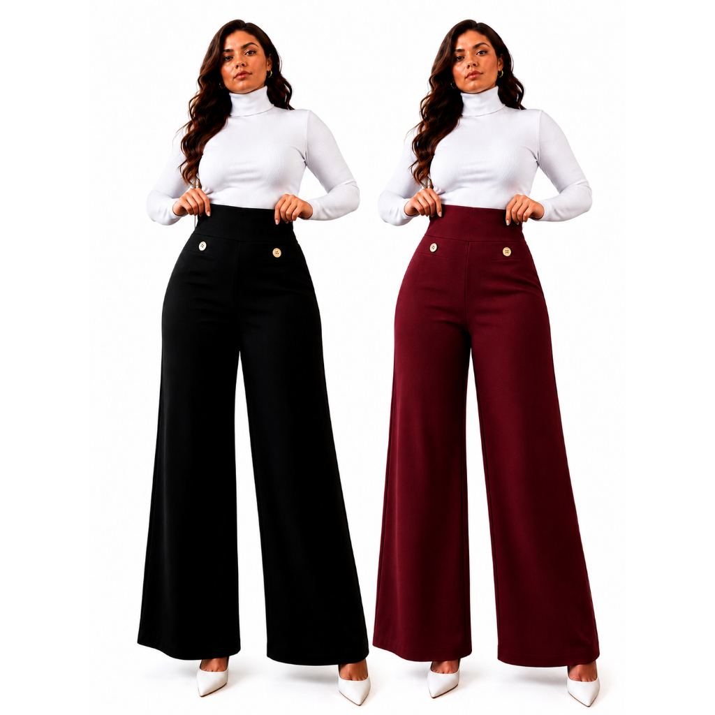 Calça Preta Pantalona Flare Boca De Sino Social Cós Alto Bailarina Boca Larga CALÇA BRANCO DENTISTA ENFERMAGEM