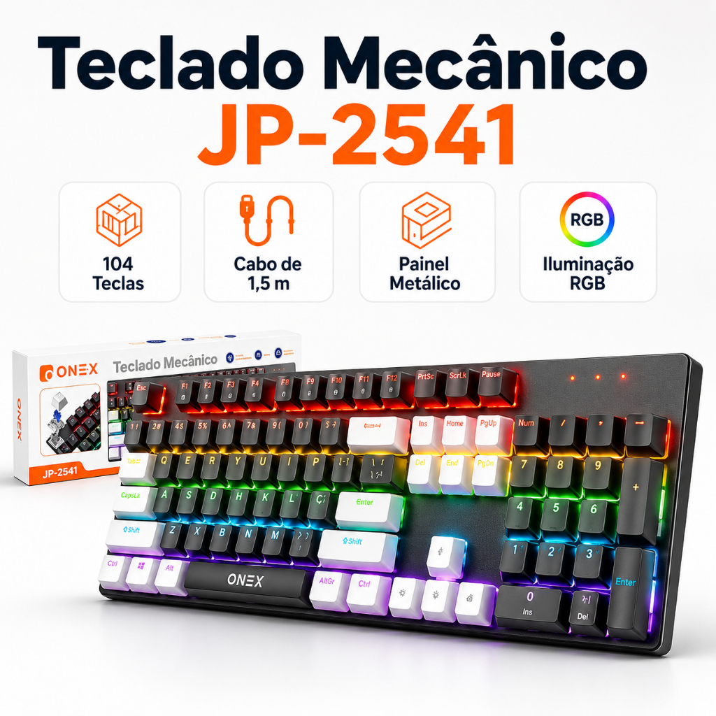 Teclado Mecânico Gamer Red Switch Rayder RGB 60% Compacto Profissional ABNT2 Original Ozzix Mêcanico 17 Funções Rgb Blue