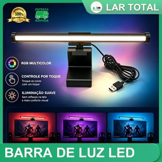 Barra de Luz LED para Monitor RGB 44cm Preto Contrapeso Proteção Ocular