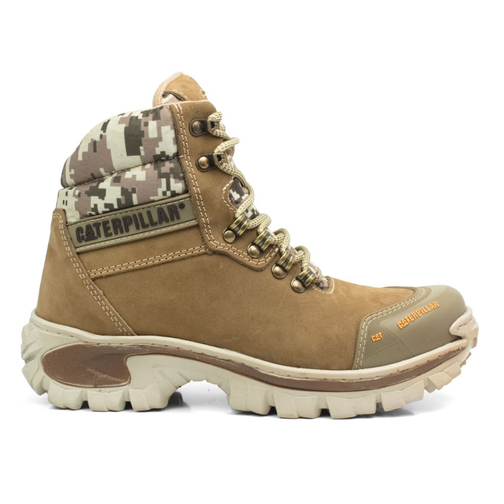 Bota Coturno Caterpillar Masculino Couro Legítimo e Palmilha Gel AntiImpacto Bico Reforçado Trabalho