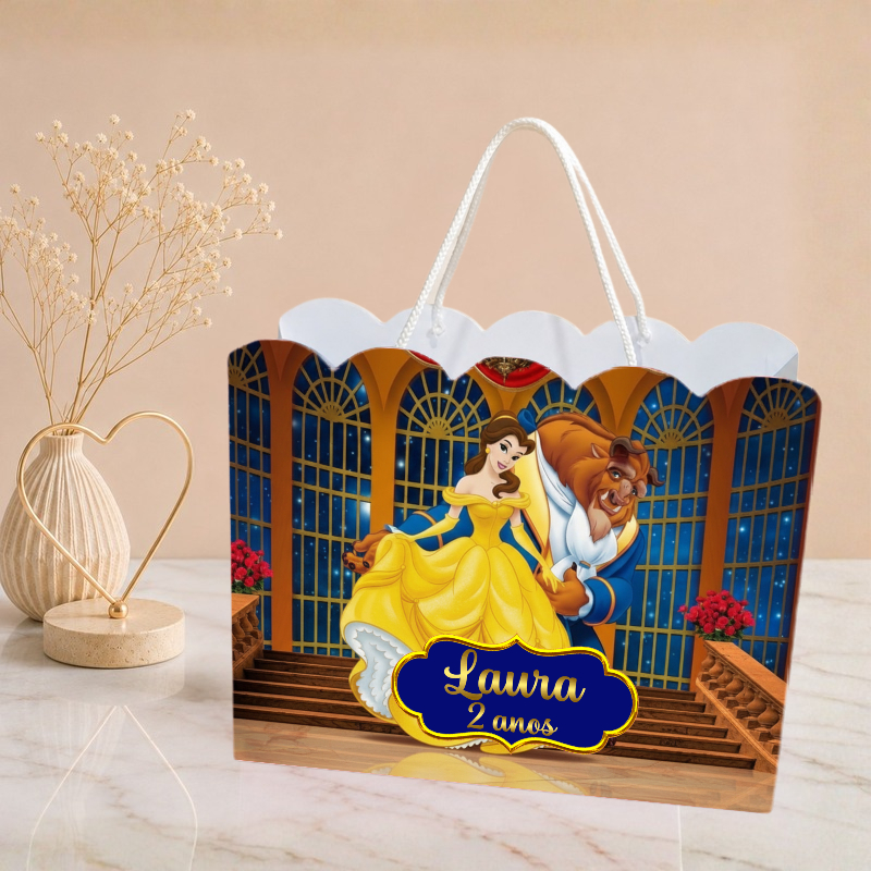 Sacolinha A Bela e a Fera, Personalizado | Sacolinha | Mimos | Lembrancinha | Aniversário A Bela e a Fera PEGUE E MONTE